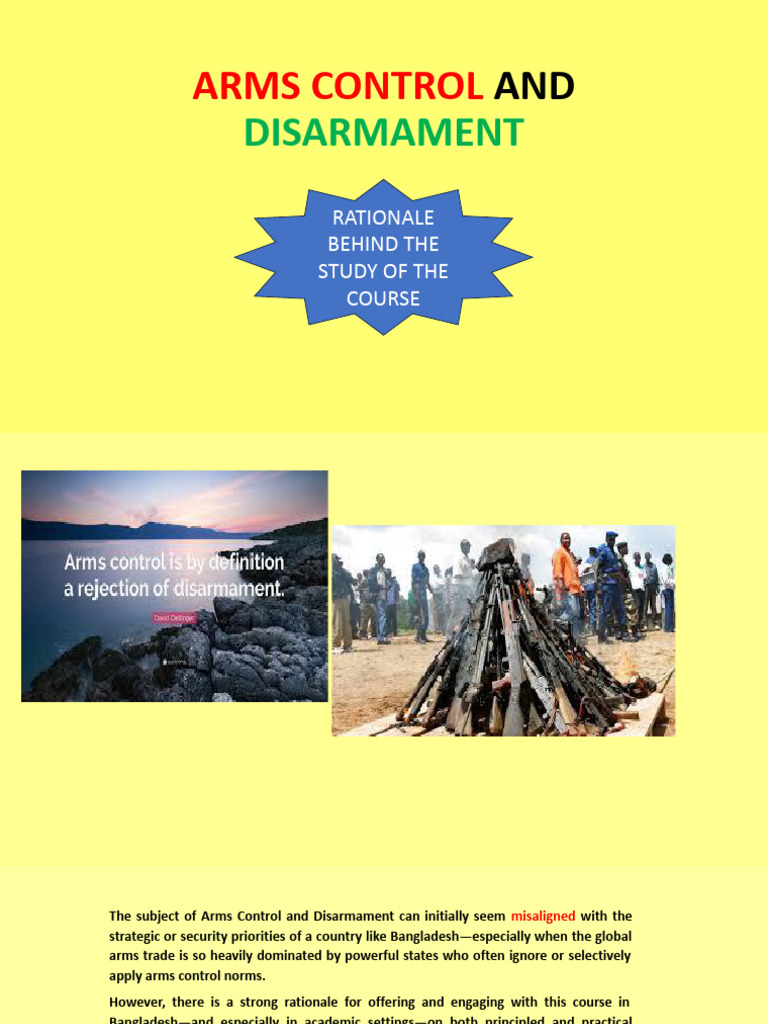 PPP On Arms Control and Disarmament (Rationale of The Course ...