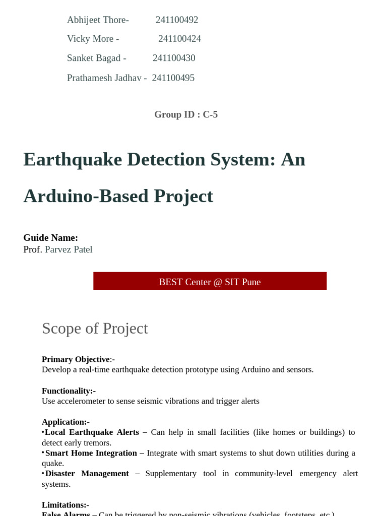 Arduino Earthquake Detection System Guide | PDF | Arduino | Electrical ...