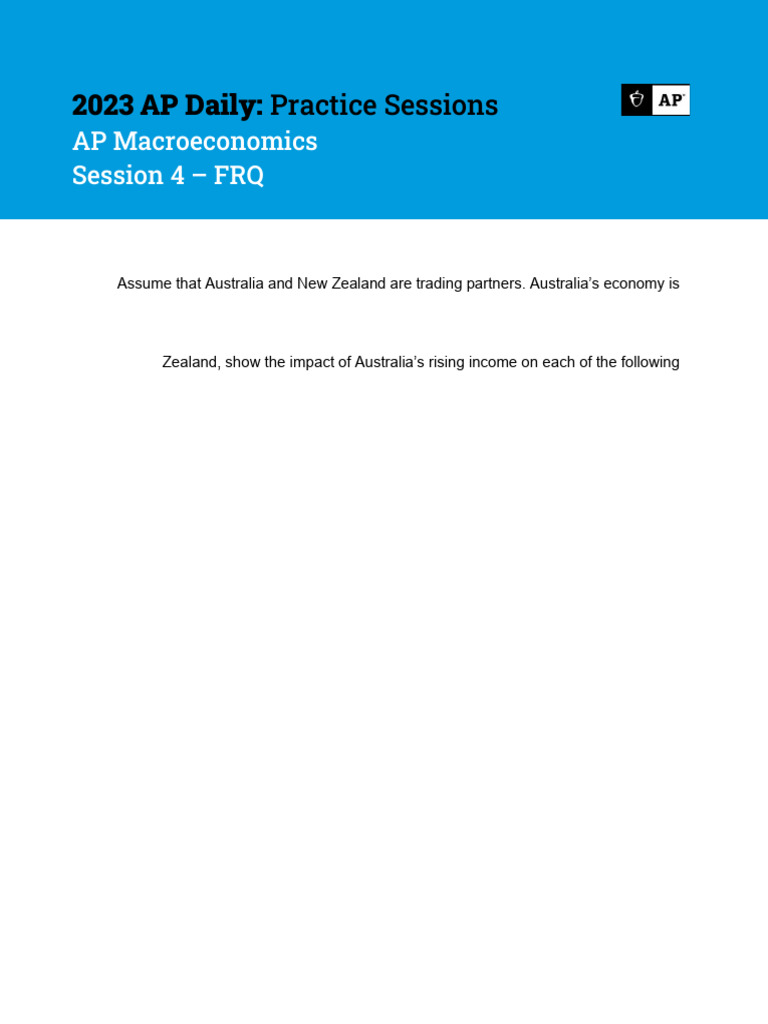 Session 4 Macroeconomics 2023 AP Daily Practice Sessions | PDF