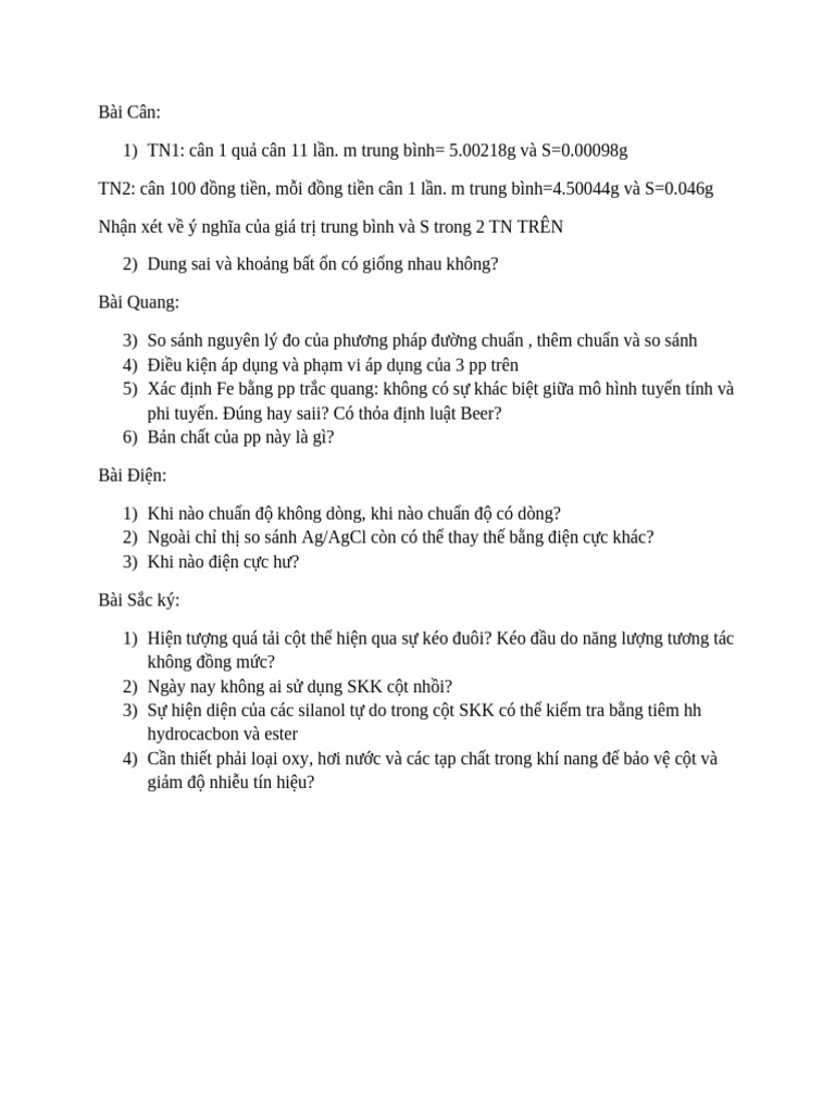 Câu hỏi TTPT 2 | PDF