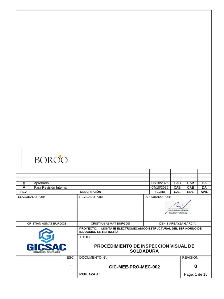 GIC-MEE-PRO-MEC-002-Inspeccion Visual de Soldadura | PDF | Soldadura ...