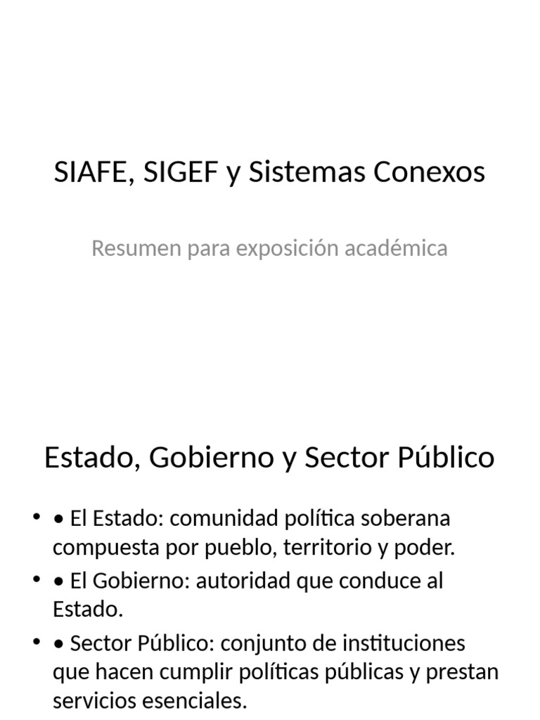 SIAFE y SIGEF: Eficiencia Financiera Pública | PDF