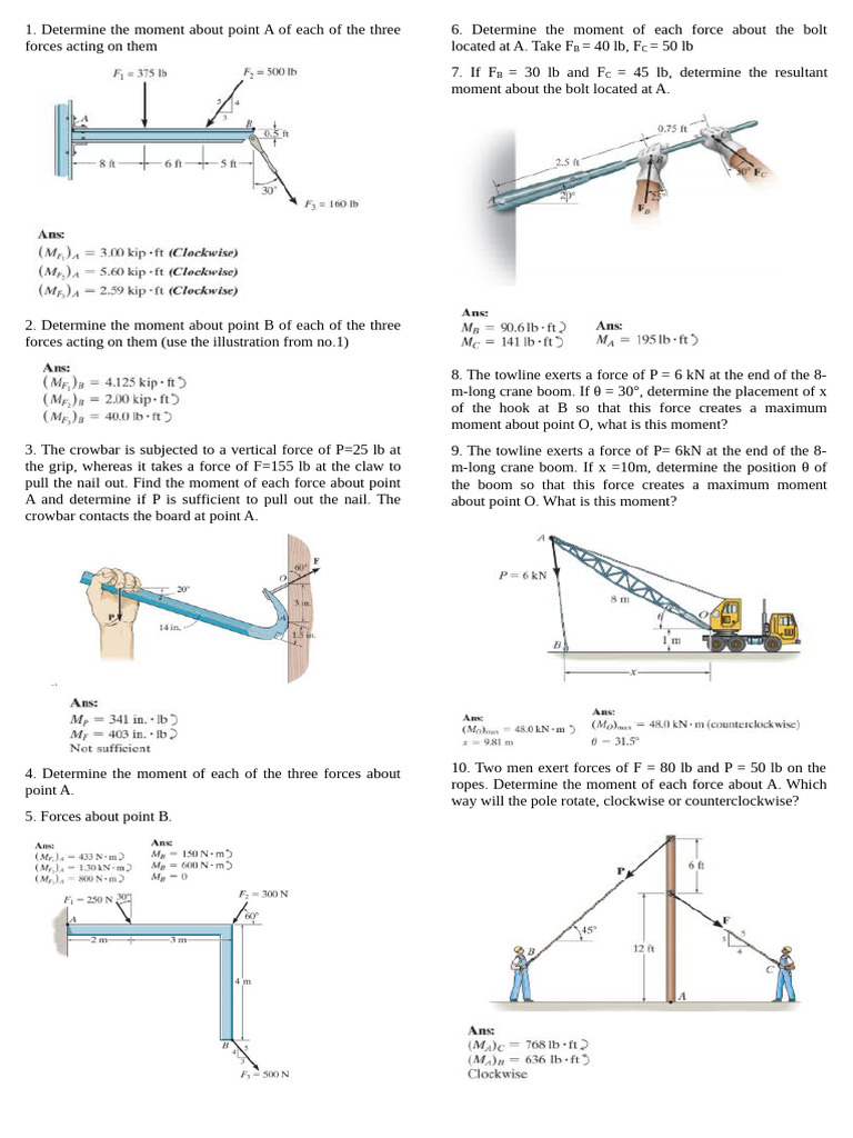 Practice Problems | PDF | Torque | Force