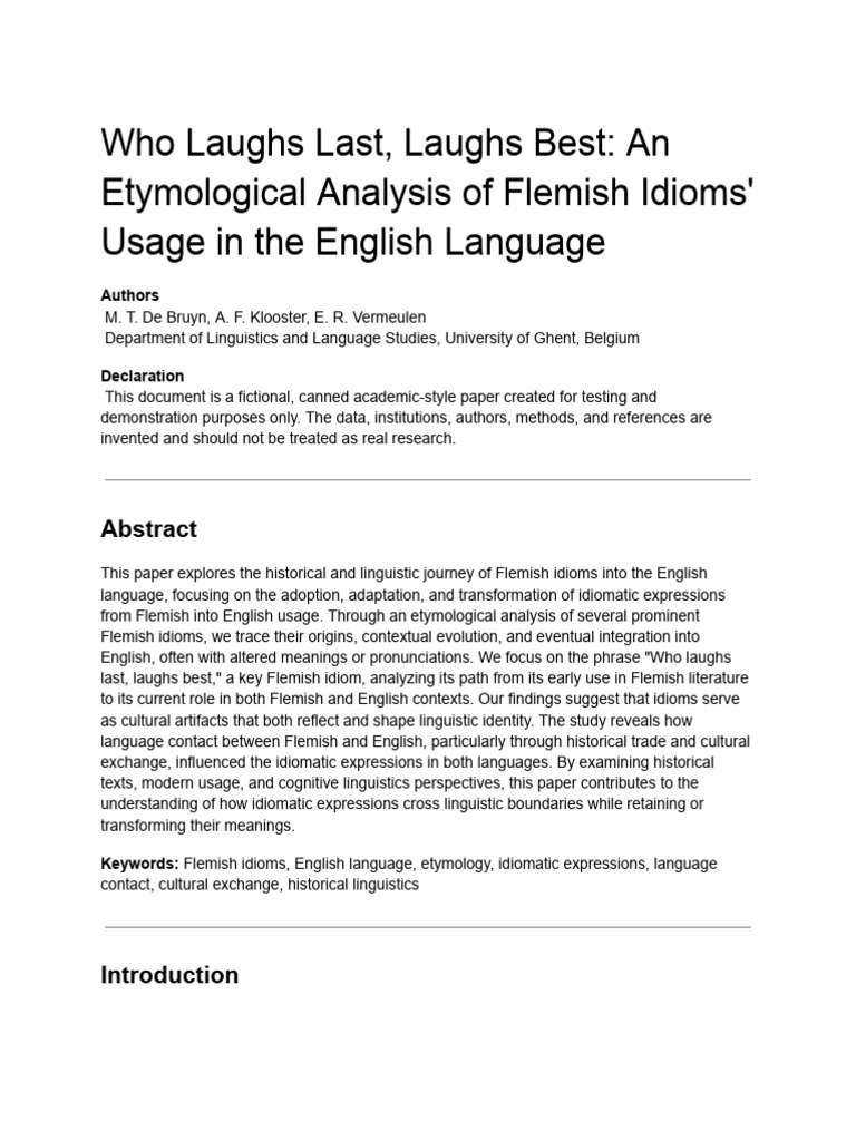 Flemish Idioms in English Language | PDF | Idiom | Linguistics