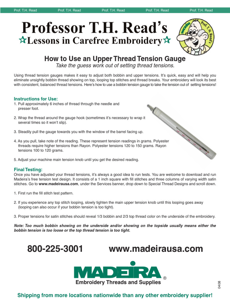 Mastering Thread Tension for Embroidery | PDF | Embroidery | Gauge ...