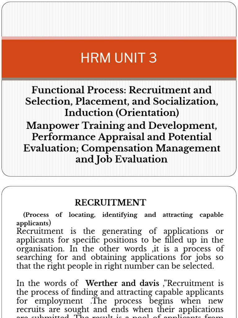 Hrm Sp Ppt Unit - 3 (1).Pptx | PDF | Performance Appraisal | Recruitment