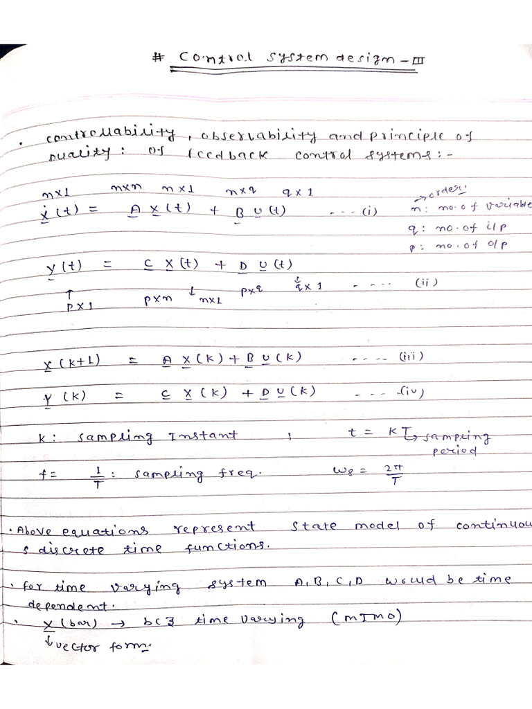 Kuldeep Control Systm Design Notes | PDF