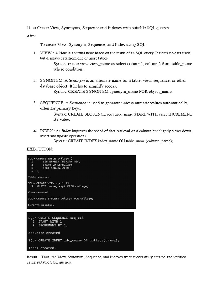 DBMS Lab 11 A, B | PDF