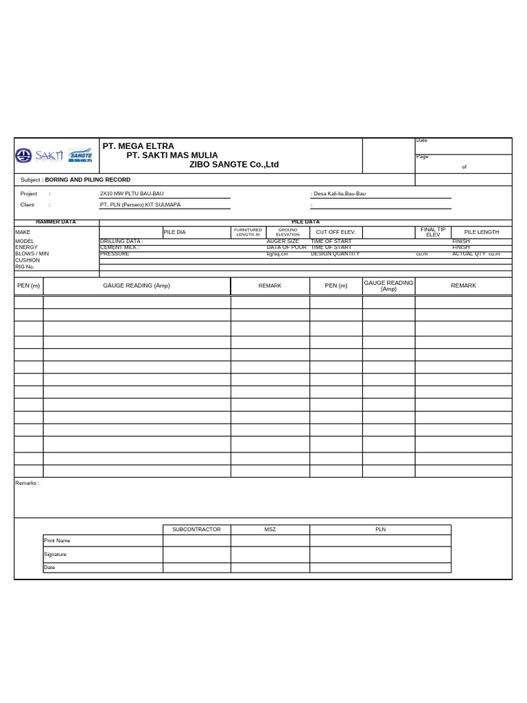 Boring and Piling Inspection Plan | PDF | Concrete | Construction Aggregate