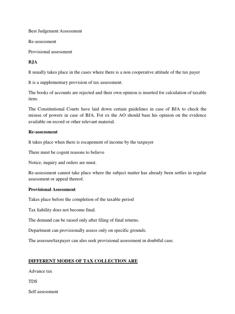 Best Judgement Assessment PDF Tax Refund Mens Rea