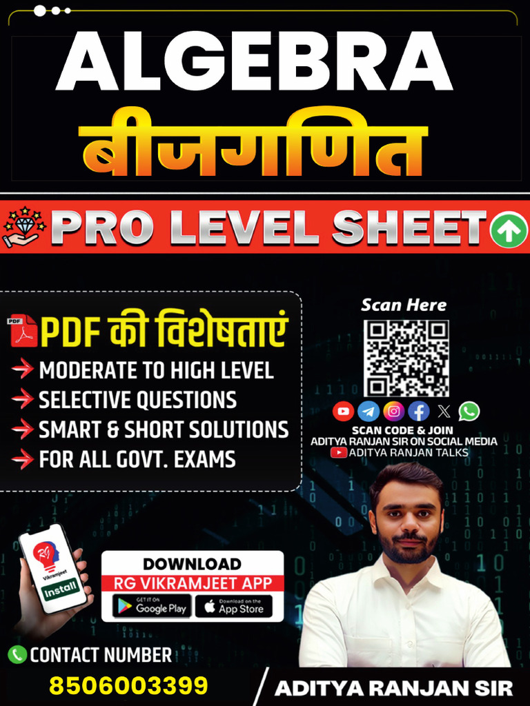 Algebra Questions by Aditya Ranjan | PDF | Mathematics | Algebra