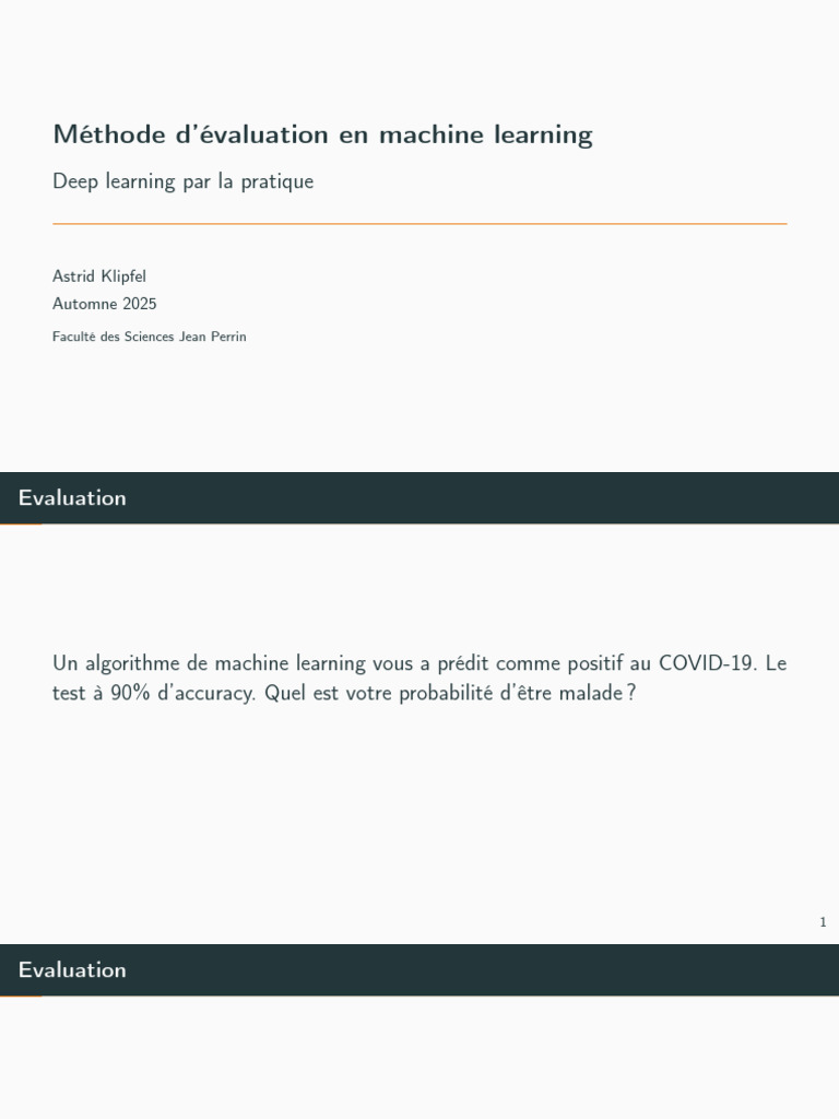 Évaluation des algorithmes de machine learning | PDF | Sensibilité et ...