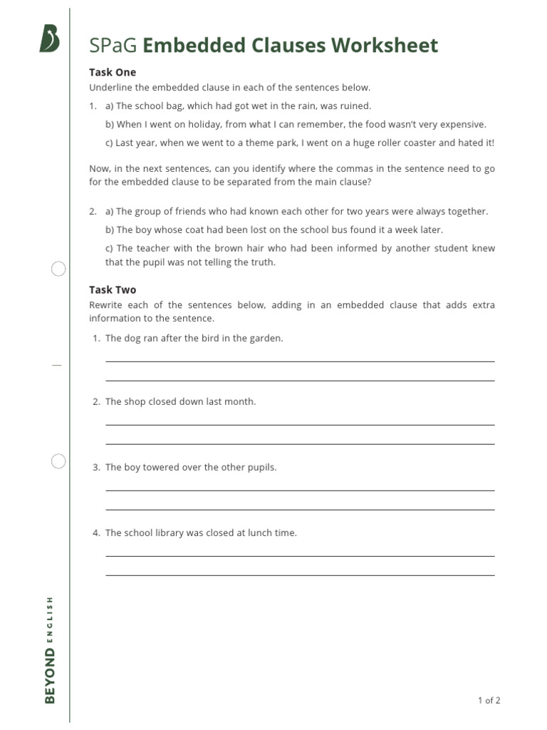 Embedded Clauses HA2 | PDF