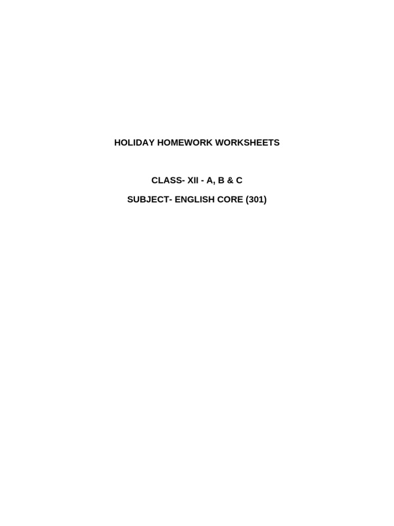 English Holiday Homework - Xii | PDF | Poverty | Poverty & Homelessness