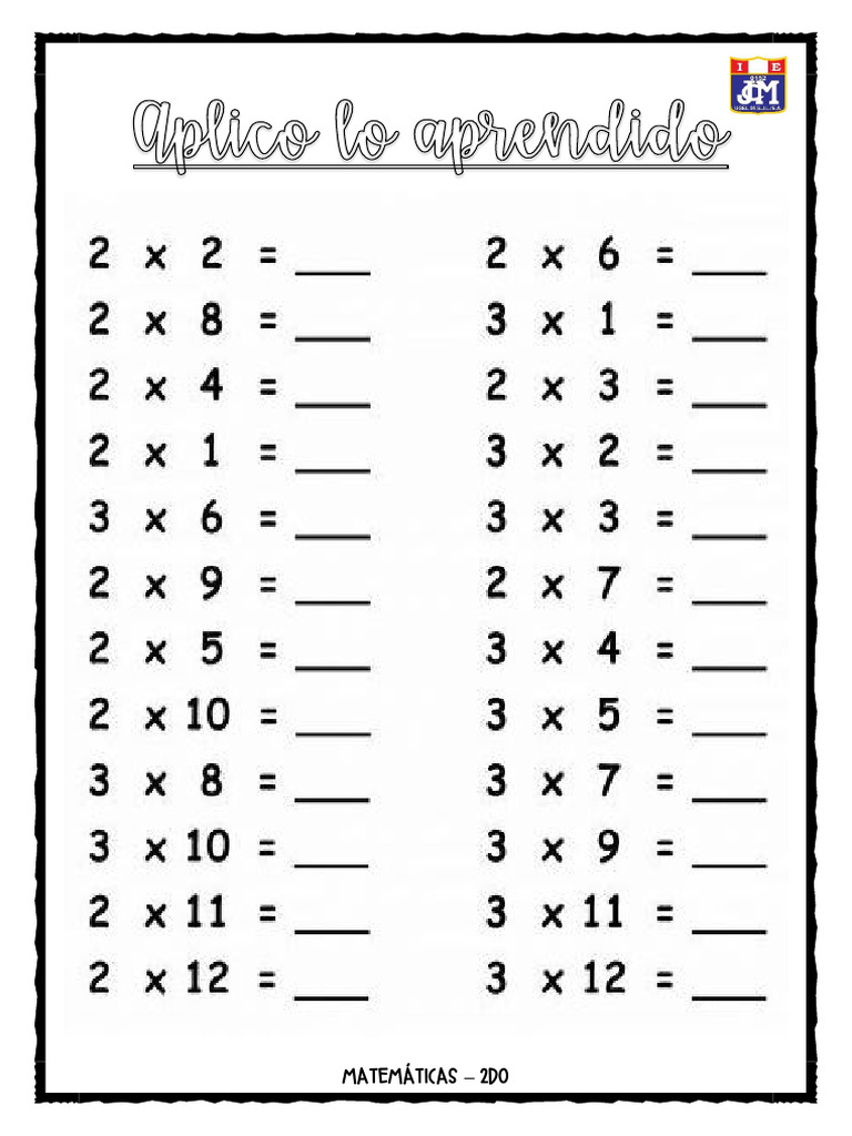 Ficha La Tabla Del 2 y 3 | PDF