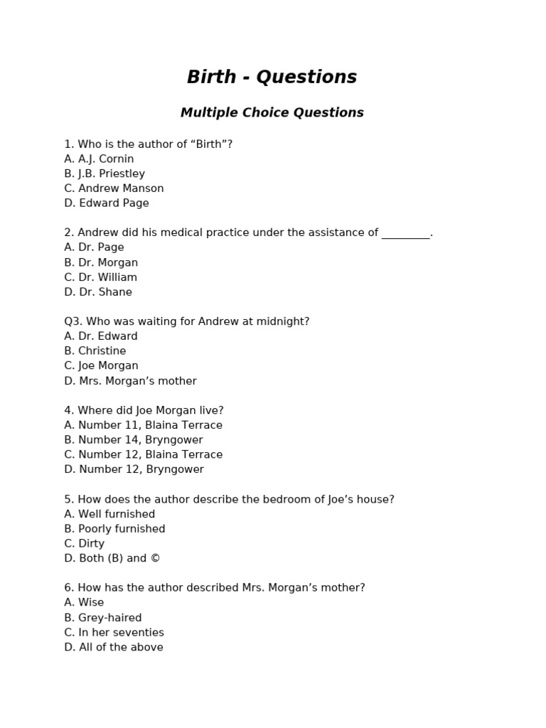 Birth - Questions | PDF