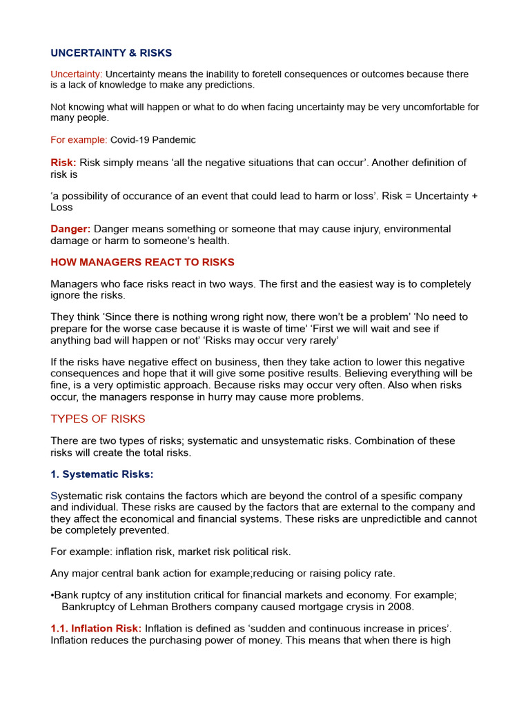 Understanding Uncertainty and Risk Management | PDF | Risk | Risk ...