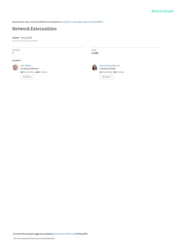 Network Externalities | PDF | Demand | Externality