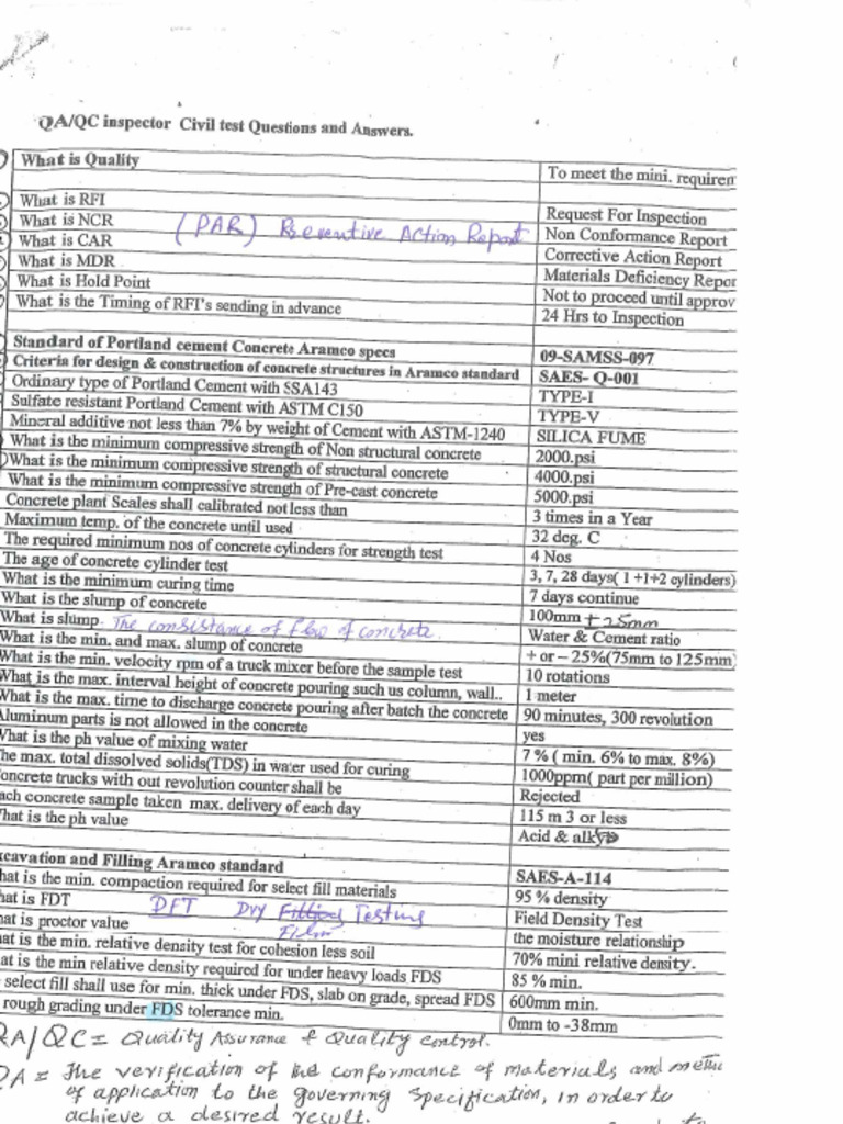 QA - QC Inspector Questions - 250616 - 123207 | PDF