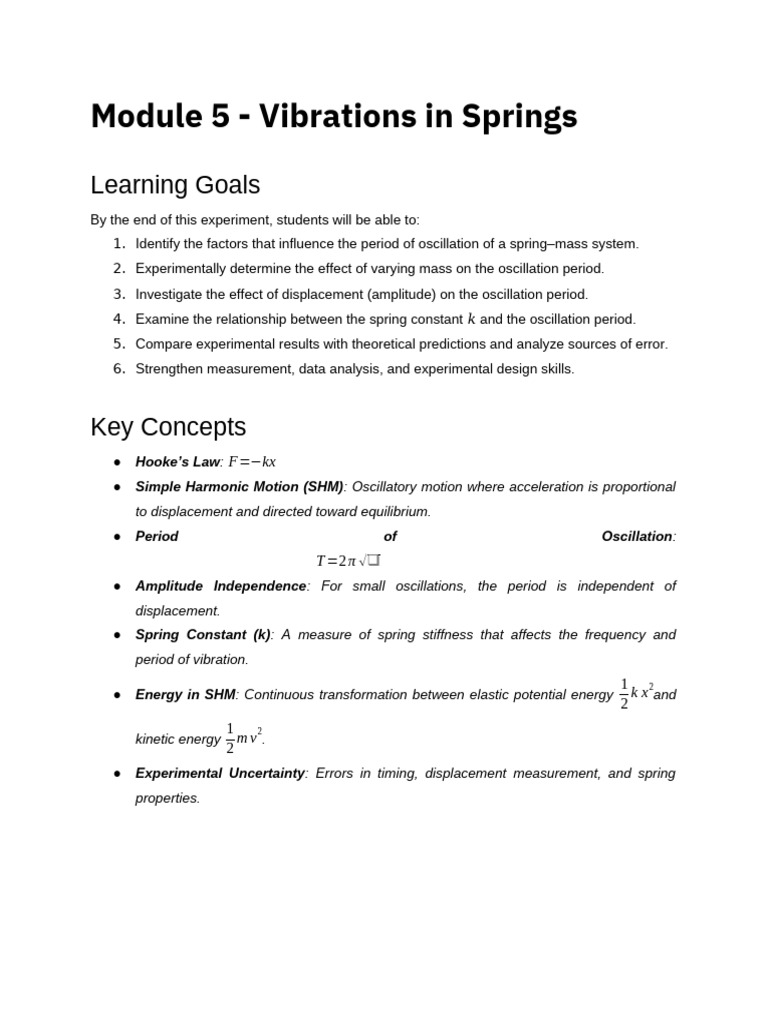 Spring Vibration Experiment Insights | PDF | Oscillation | Applied And ...