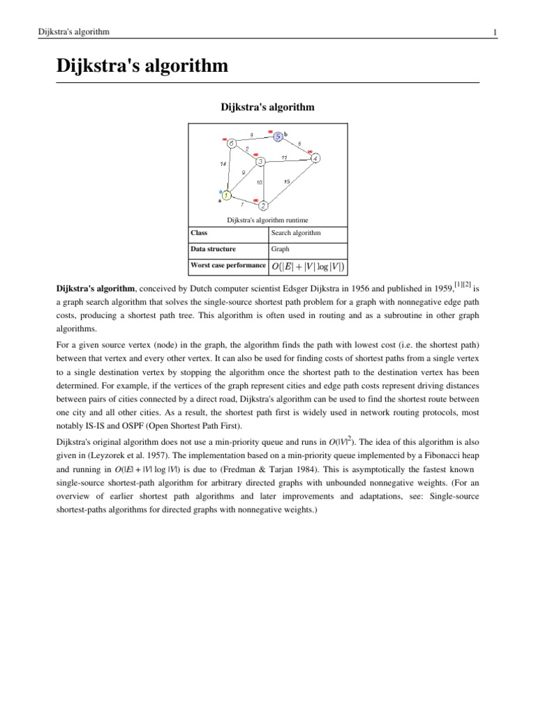 Dijkstra's Algorithm | PDF | Combinatorics | Mathematical Relations