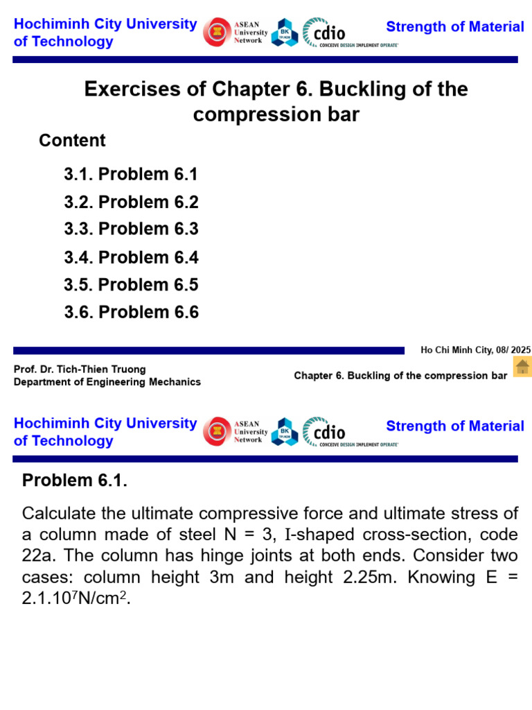 Buckling Problems in Compression Bars | PDF | Strength Of Materials ...
