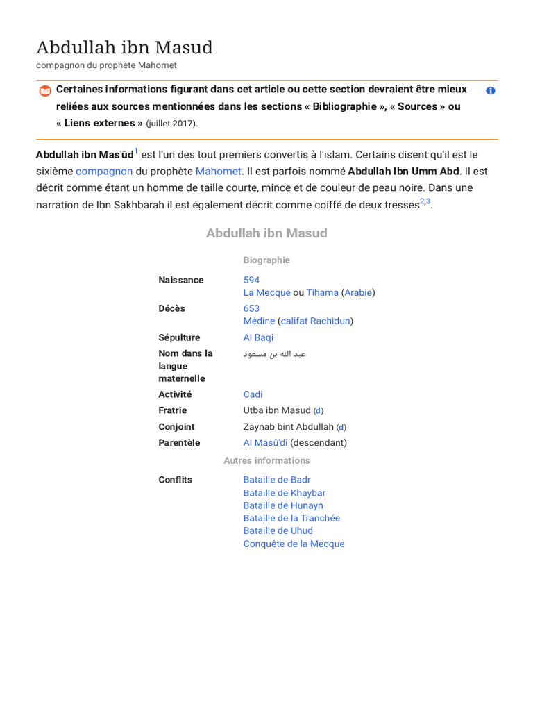 Abdullah ibn Masud : Compagnon de Mahomet | PDF | Religions ...