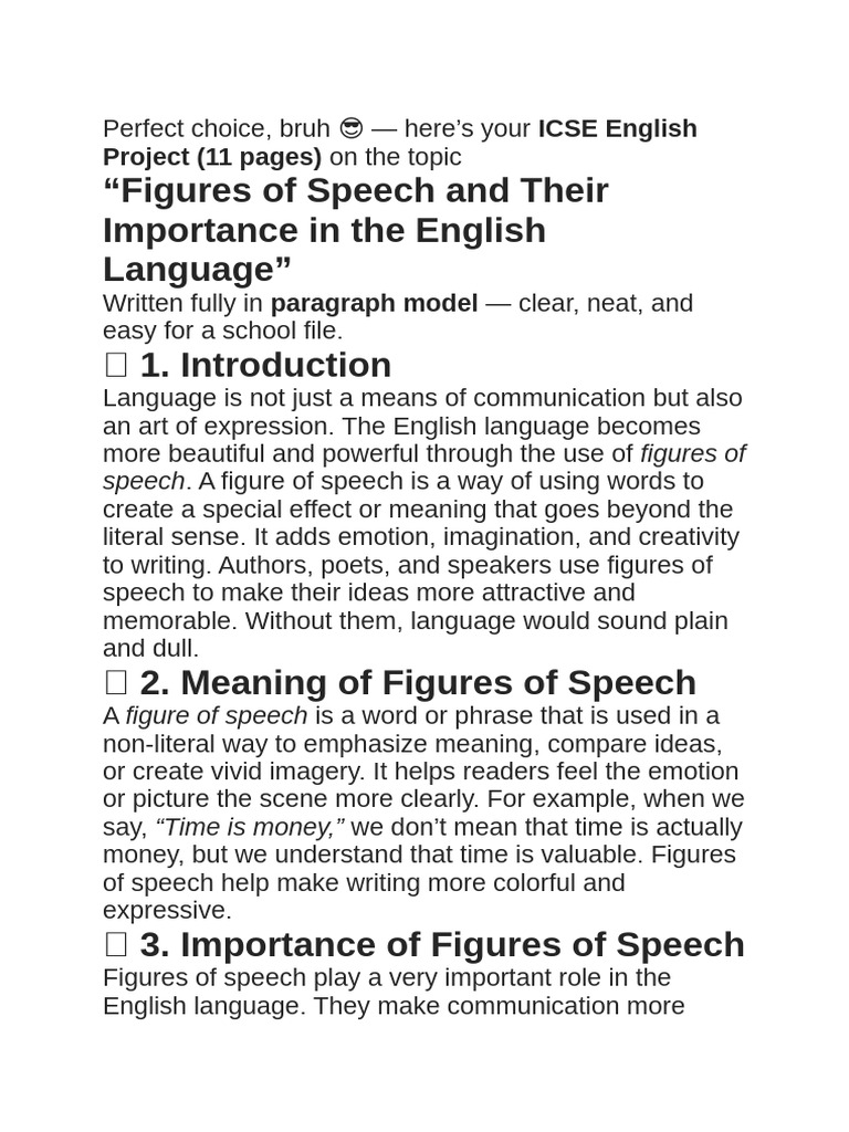 Figures of Speech and Their Importance in the English Language | PDF ...