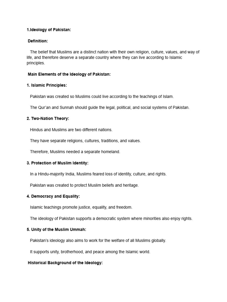 Ideology of Pakistan: Key Concepts Explained | PDF | Two Nation Theory ...