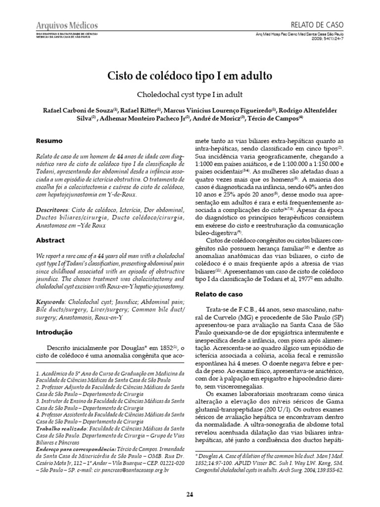 Cisto de Colédoco Tipo I em Adulto: Caso Clínico | PDF | Fígado | Bile