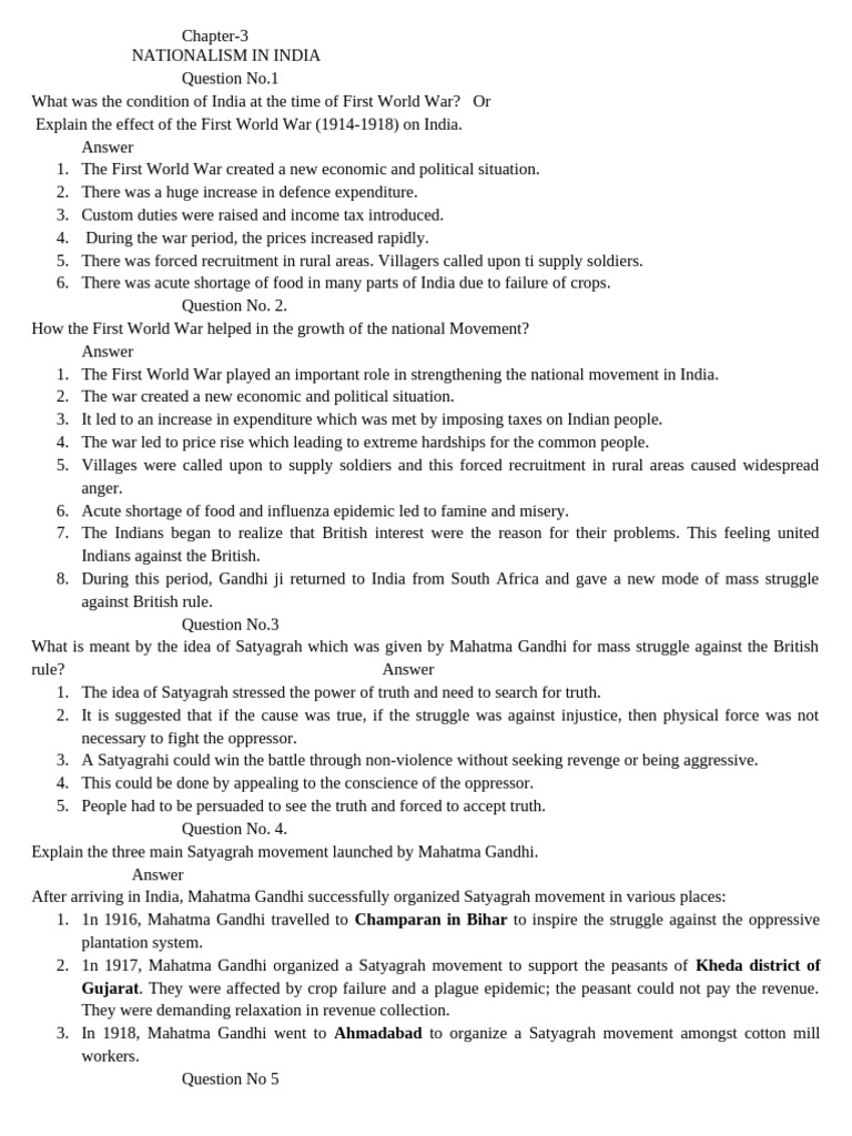 Impact of WWI on Indian Nationalism | PDF | Mahatma Gandhi | Indian ...