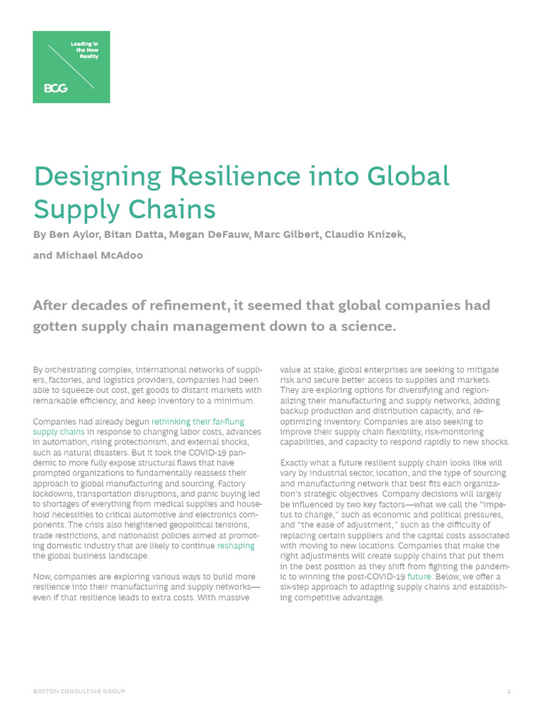 Rethinking Resilient Supply Chains | PDF | Supply Chain | Business