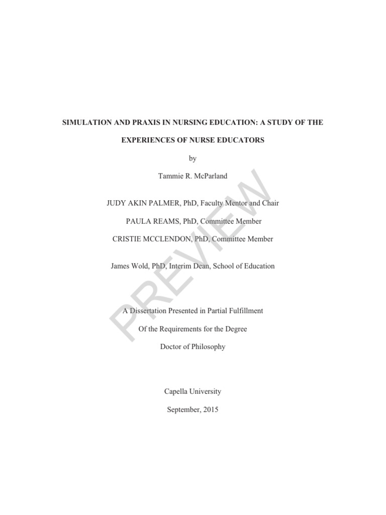 Simulation and Praxis in Nursing Education A Study of The Experiences ...