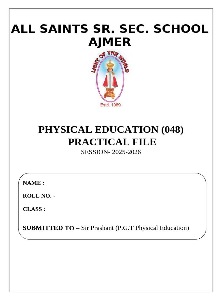 Physical Education Practical File 2025-26 | PDF