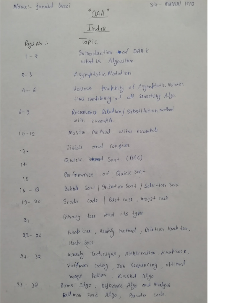 DAA Full Notes (Junaid Gazi) | PDF