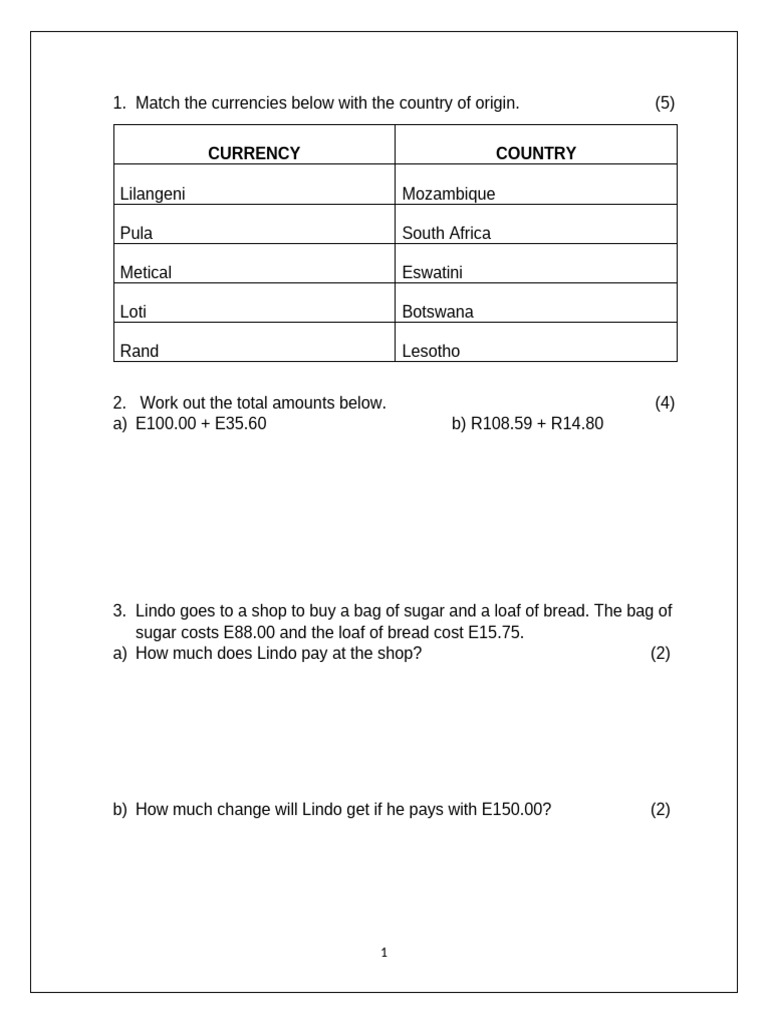 Maths Grd 4 Test Term 3 2024 | PDF