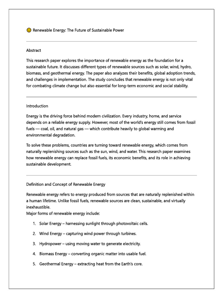 Renewable Energy: Sustainable Power Solutions | PDF | Renewable Energy ...