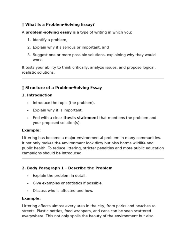 Problem-Solving Essay Guide | PDF | Essays | Natural Environment