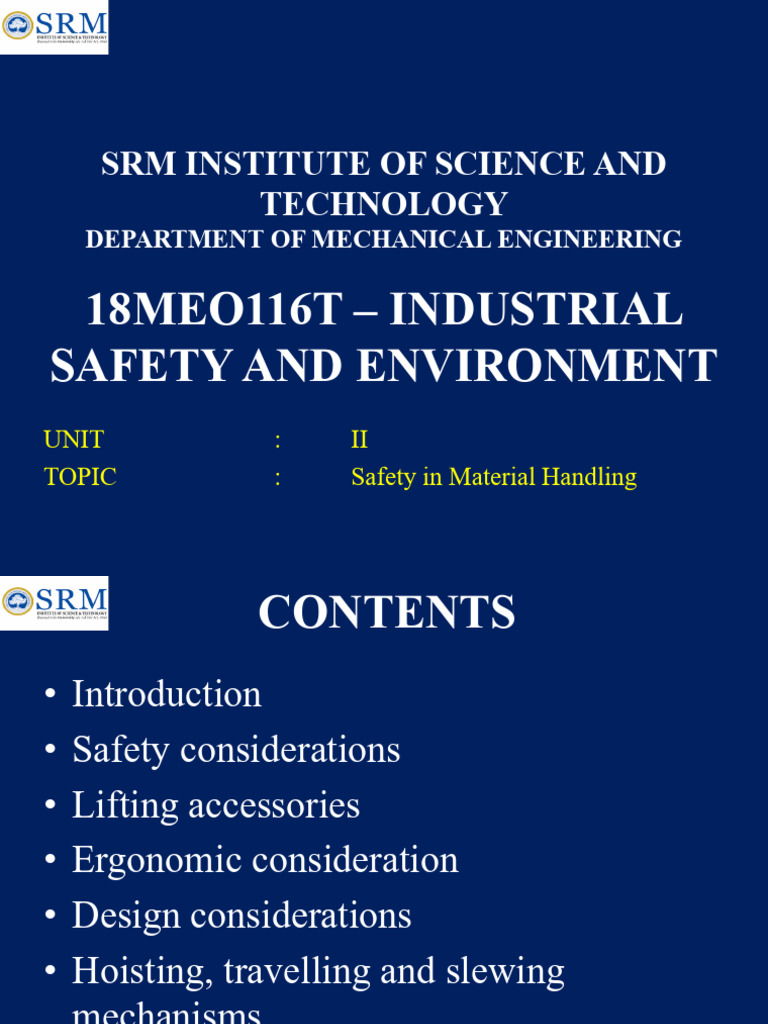 Safety in Material Handling Guide | PDF | Crane (Machine) | Forklift