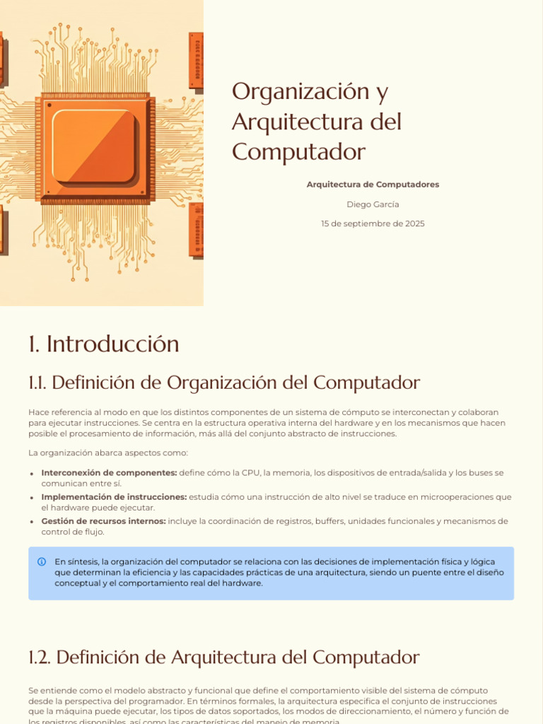 Organización y Arquitectura del Computador | PDF | Unidad Central de ...