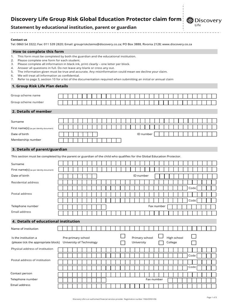 Discovery Life Education Protector Claim Form | PDF | Payments | Cheque