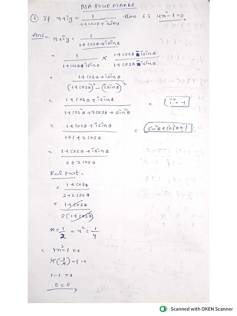 Maths 4 Marks Imp All Answers | PDF