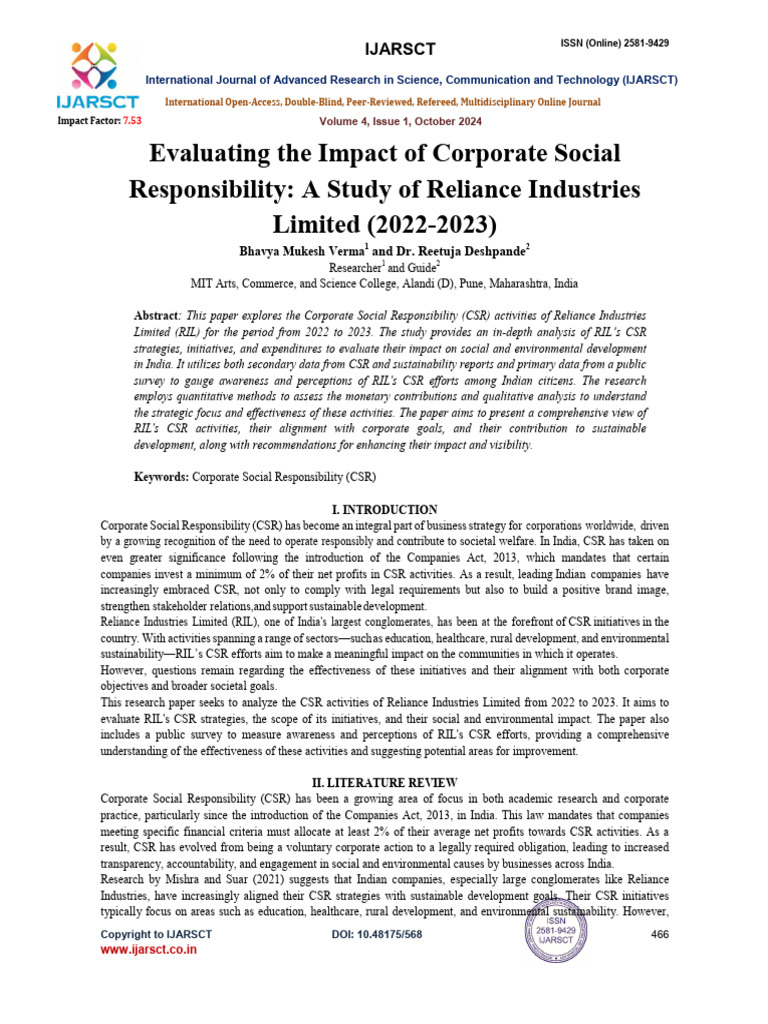 CSR REPORT reliance | PDF | Corporate Social Responsibility | Climate ...