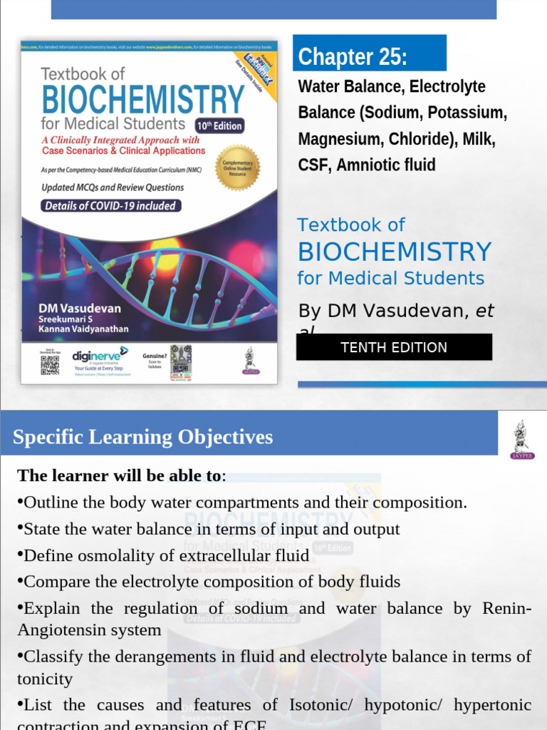 Water and Electrolyte Balance in Biochemistry | PDF | Potassium | Chemistry