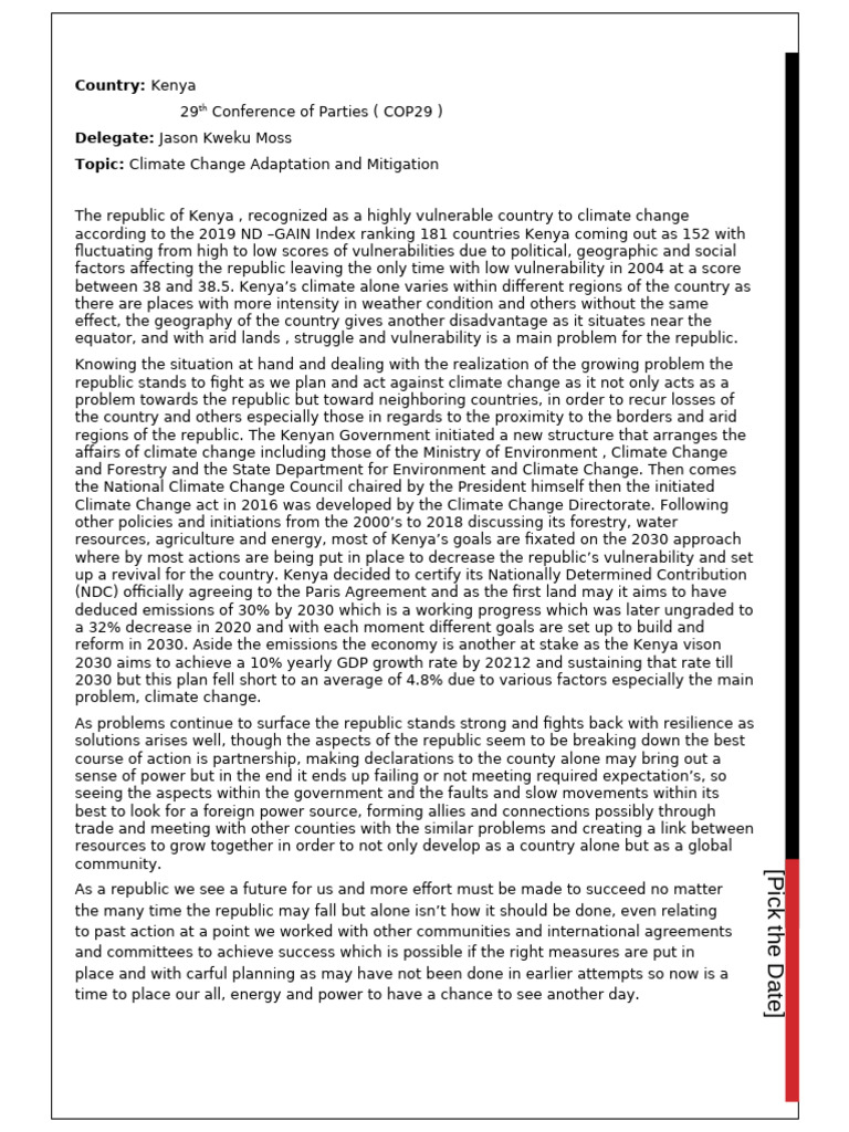 Kenya Position Paper | PDF | Climate Change | Kenya