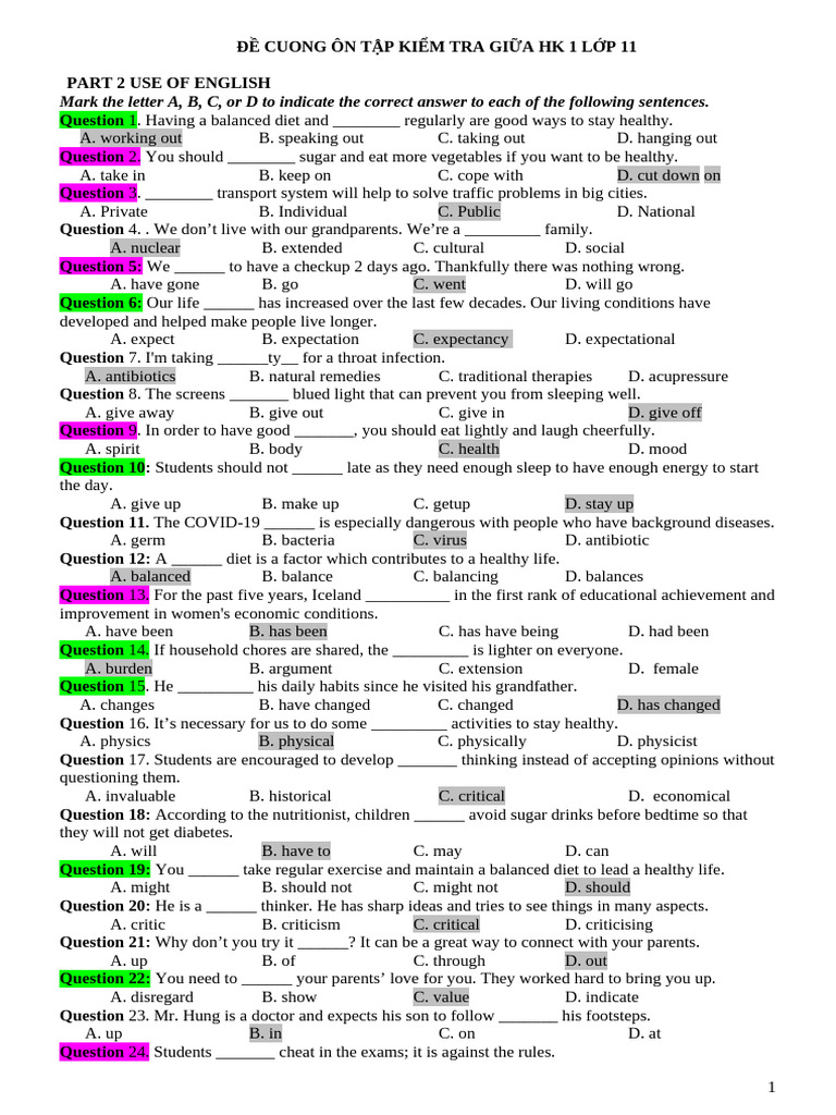 English Test Review for 11th Grade | PDF | Family | Marriage