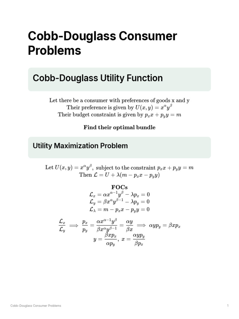 Cobb-Douglas Utility Maximization | PDF | Utility | Economics