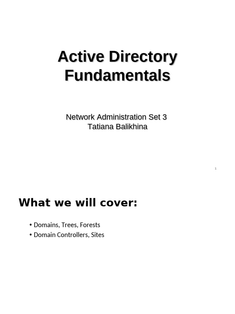 Active Directory Fundamentals Overview | PDF | Active Directory ...