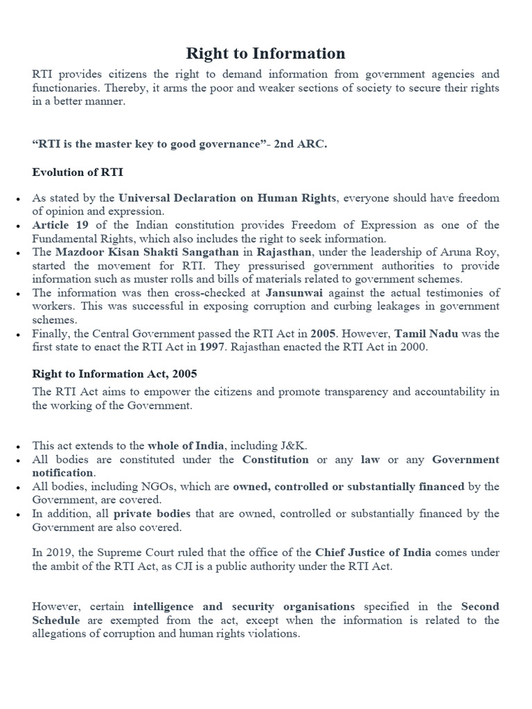Understanding the Right to Information Act | PDF | Government | Justice