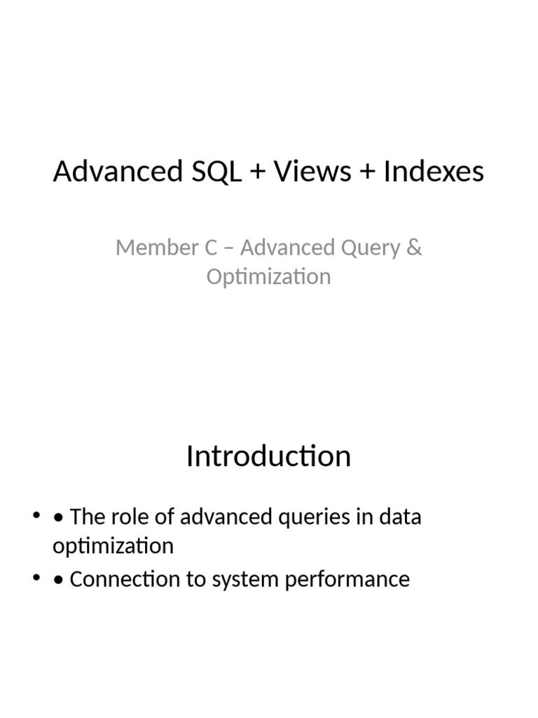 Advanced SQL Views Indexes en | PDF